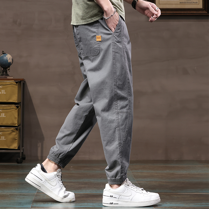 灰色工装裤男士直筒宽松休闲裤男