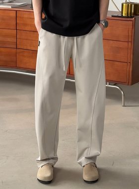 蜂巢肌理感美式高街弯刀裤子男宽松运动阔腿运动裤子直筒休闲裤男