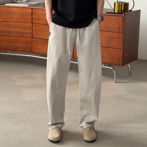 蜂巢肌理感美式高街弯刀裤子男宽松运动阔腿运动裤子直筒休闲裤男