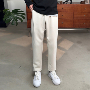 定制斜纹肌理质感休闲裤 男春夏纯色垂感潮流百搭直筒微锥显瘦长裤