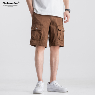 抽绳美式 男士 子男款 潮牌休闲五分裤 中裤 宽松大码 薄款 夏季 短裤 工装