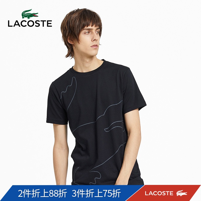 LACOSTE法国鳄鱼男装19春夏新品时尚印花休闲短袖T恤|TH3492M1