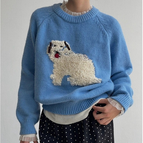 【ENFP毛绒小狗】韩系立体蝴蝶结毛衣秋季针织衫上衣女