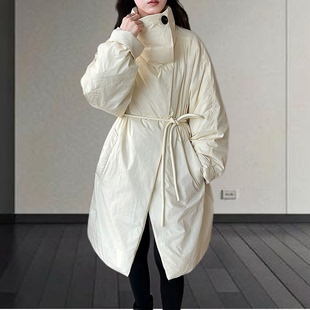 羽绒服女款2025冬季新款设计感中长款加厚90白鸭绒立领大外套