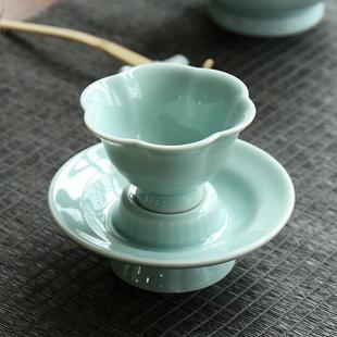 陶瓷防宋影青葵口茶盏品茗杯莲花纹盏主人杯点茶调膏杯喝茶杯子