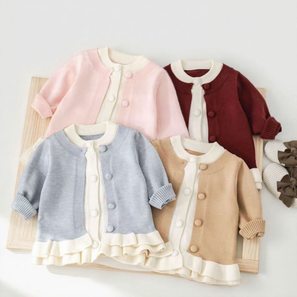 女童宝宝毛衣假两件开衫外套