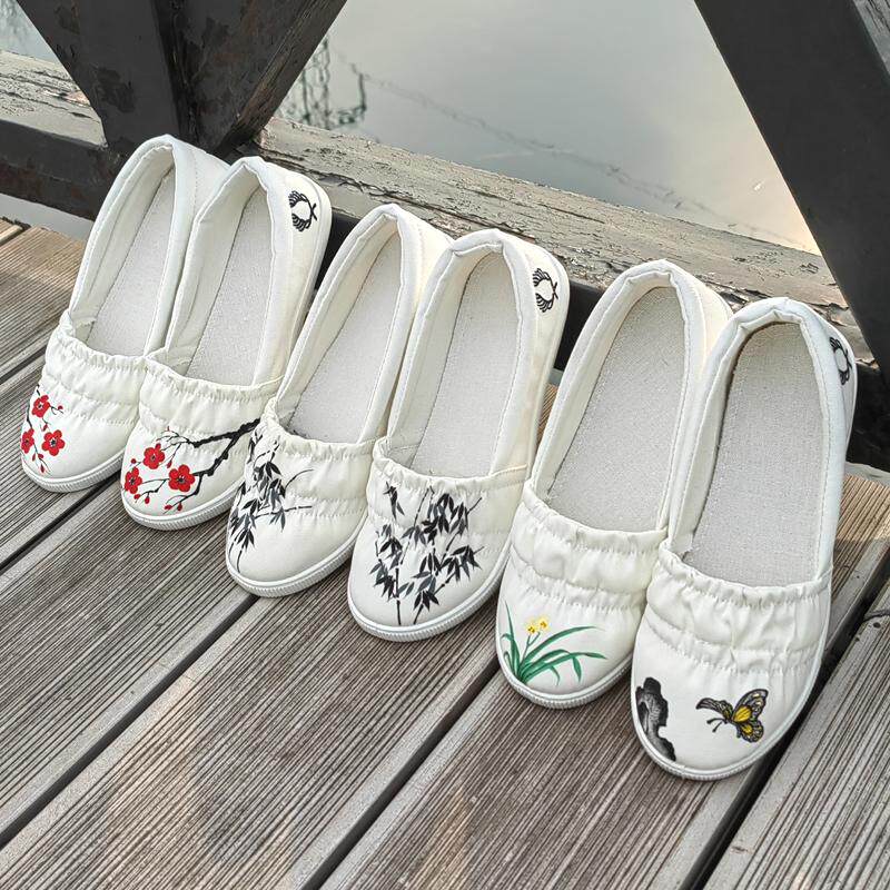 手绘低帮布鞋女春夏秋软底软面舒适透气养脚防滑国风汉服休闲新品