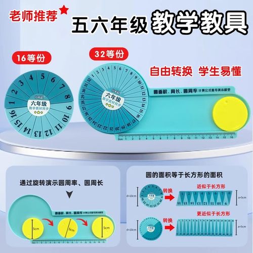小卡尼磁性面积周长圆周率公式推导演示器32等分5-6年级数学教具