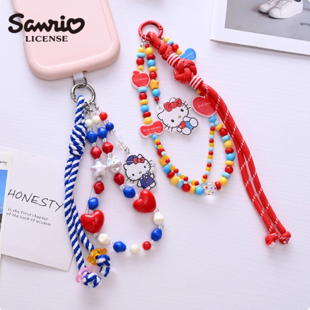 正版三丽鸥凯蒂猫串珠手机链挂绳挂件亚克力公仔KITTY钥匙扣包挂,3C数码配件,手机挂件/手机链,淘宝优惠券,粉丝福利购,淘宝优惠卷