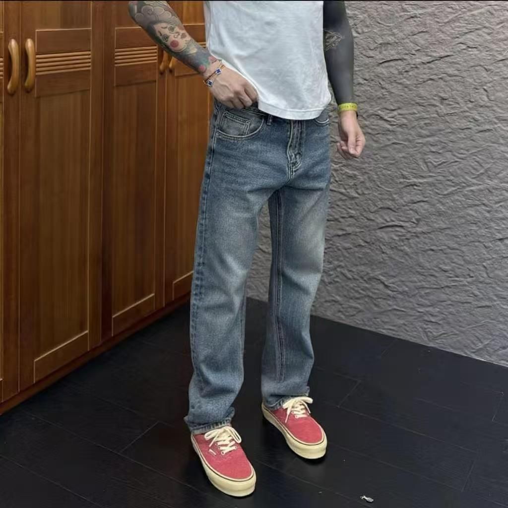 男士韩版水洗合体直筒牛仔裤男2025秋季潮流痞帅青年休闲百搭长裤