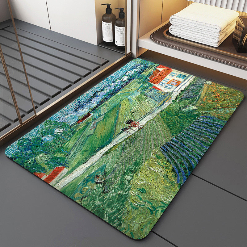 梵高美式复古吸水地垫速干卫生间防滑脚垫厕所门口洗手间卫浴地毯,居家布艺,家用脚垫,淘宝优惠券,粉丝福利购,淘宝优惠卷