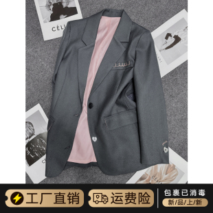 高级感炸街宽松休闲西服上衣 外套女ins网红新款 韩版 复古灰色西装