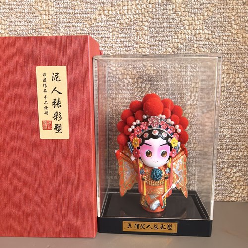 天津泥人张彩塑桌面摆件伴手礼中国风泥塑京剧脸谱世家纪念品礼盒