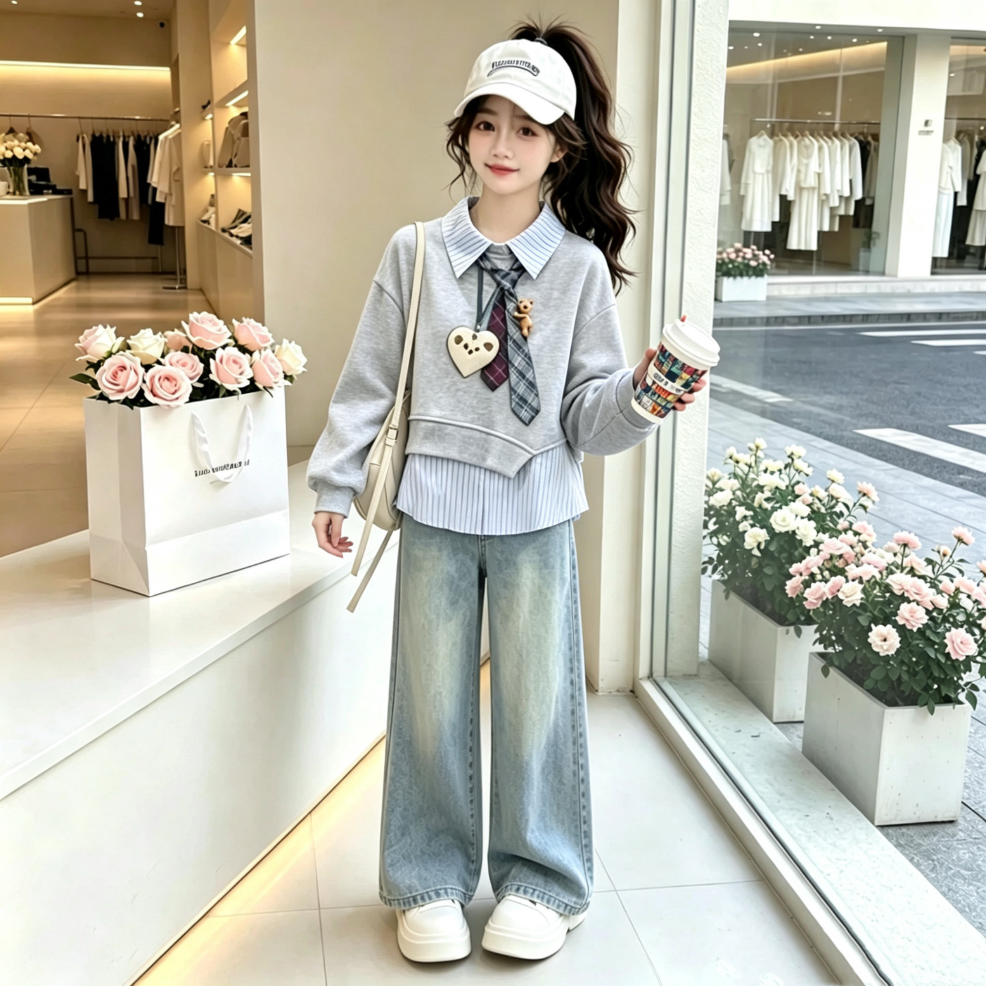 女大童秋季韩系学院风套装新款潮图片