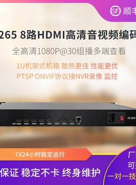 8路机架式编码器直播推流rtmprtsp会议监控采集设备接nvr监狱用