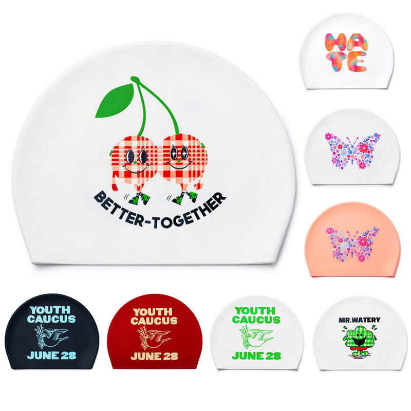 HOOG蝴格韩国正品时尚卡通防水硅胶泳帽男女通用专业竞技游泳帽