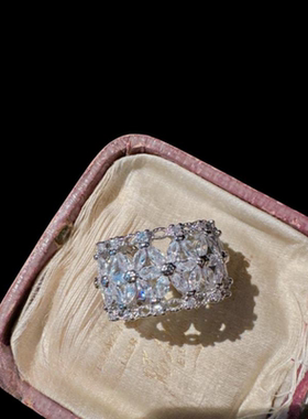 波光粼粼冰川方糖宝石戒指星河璀璨镀18K金美人鱼泡泡锆石耳环