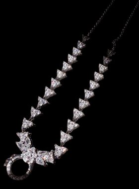 珠宝 天然水沫玉紫罗兰紫色垫色晚宴链 晚宴高定粉玉髓富婆项链