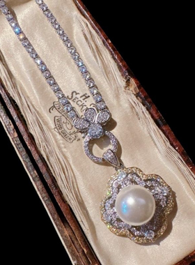 蕾丝蜂巢宝石珍珠项链 水灵水灵 冰种白玉髓 富贵豆锆石项链 组合