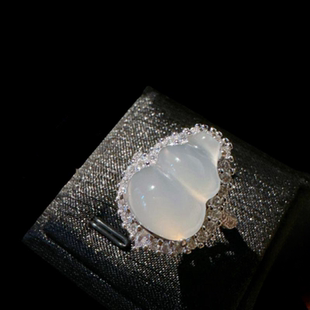 珠宝糯冰种水沫玉葫芦戒指 幂幂同款 新中式马料白玉髓胖葫芦戒指