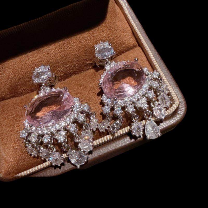 年会珠宝 阿盖尔蛋形粉宝石耳环 富家千金 繁花粉锆石手链 套装