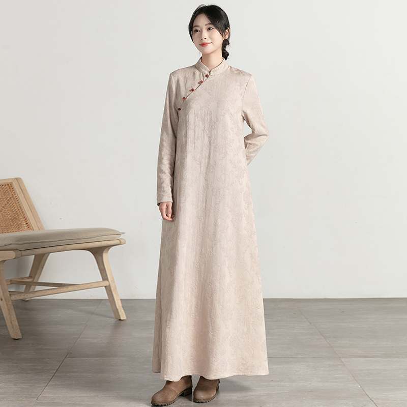 纯棉提花复古文艺宽松显瘦连衣裙