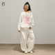 米白色220g亲肤舒适透气卫衣美式 DDD斜肩套装 休闲慵懒卫裤 SMILE