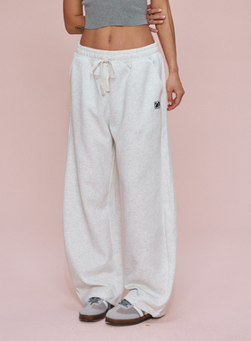 SMILE DDD 美式街舞卫裤垂感运动灰色休闲裤基础百搭弯刀阔腿长裤