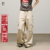 DDD斜口袋工装 裤 卡其色休闲通勤复古美式 SMILE 辣妹小个子阔腿裤