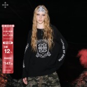 SMILEDDD 宽松街头复古慵懒跳舞爵士舞上衣 插肩袖 月痕 哥特长袖