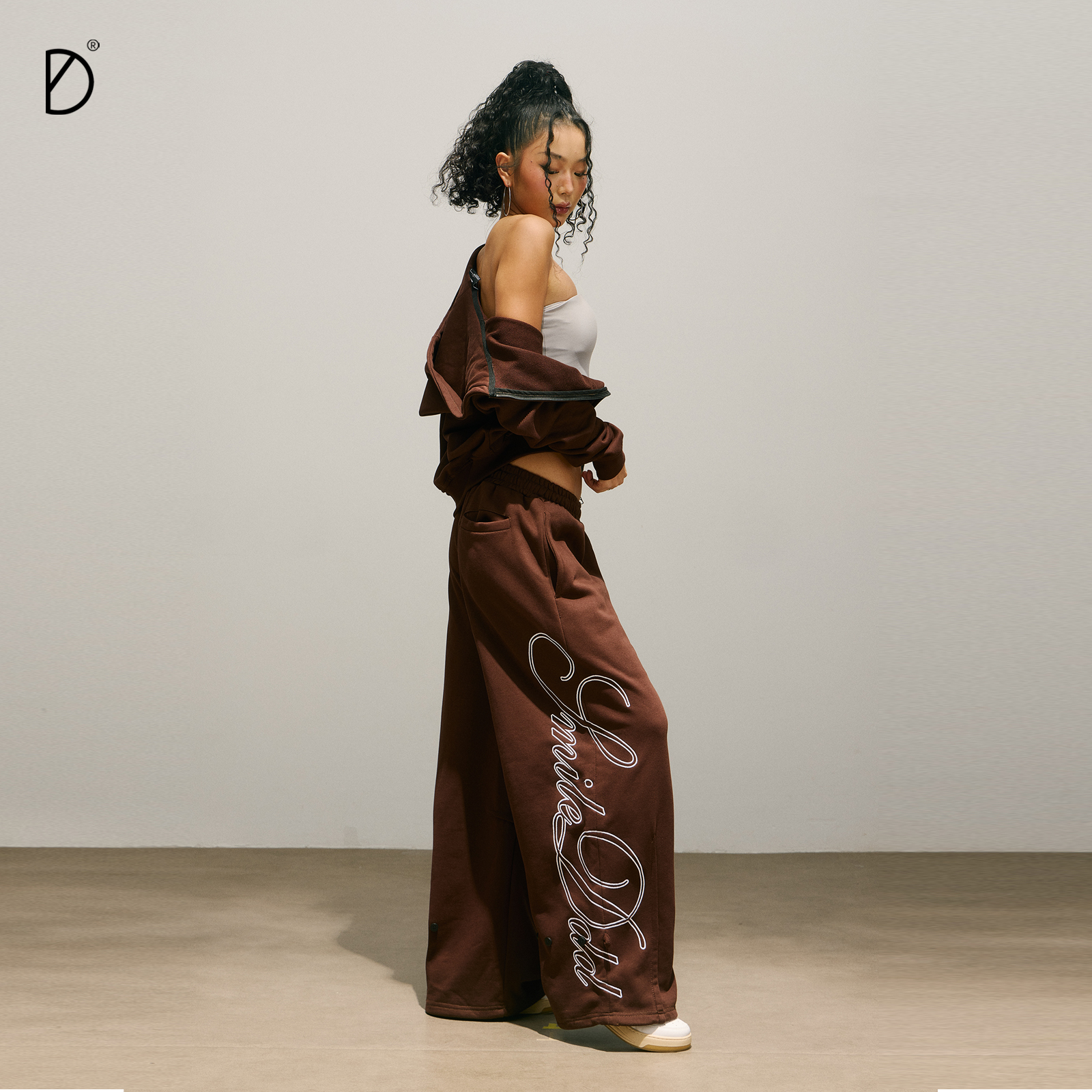 SMILE DDD拳击套装深培棕360g美式简约开衫休闲运动裤脚调节卫裤