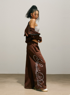 SMILE DDD拳击套装深培棕360g美式简约开衫休闲运动裤脚调节卫裤