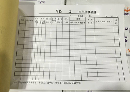 报名表培训机构学校入园登记本