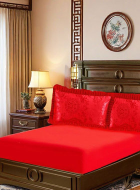 婚庆床笠款红色单件床上床垫保护套席梦思双人床一圈松紧通用防滑