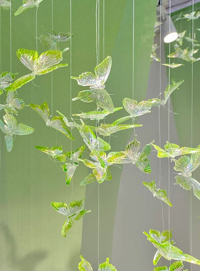 幼儿园春夏主题环创diy蝴蝶挂饰商场店铺夏天绿色系背景装饰吊饰