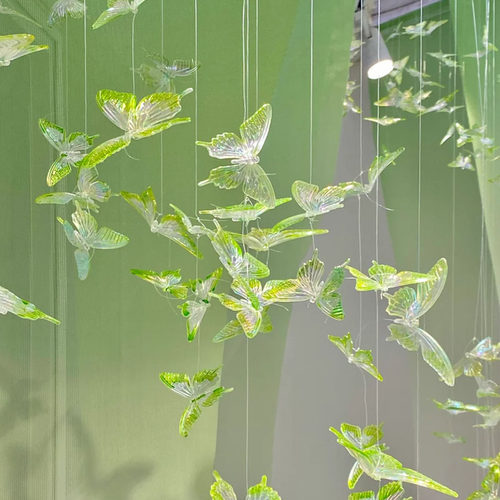 幼儿园春夏主题环创diy蝴蝶挂饰商场店铺夏天绿色系背景装饰吊饰