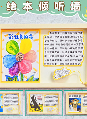 幼儿园早教语言区环创视听绘本故事倾听墙中大班DIY自制教玩具