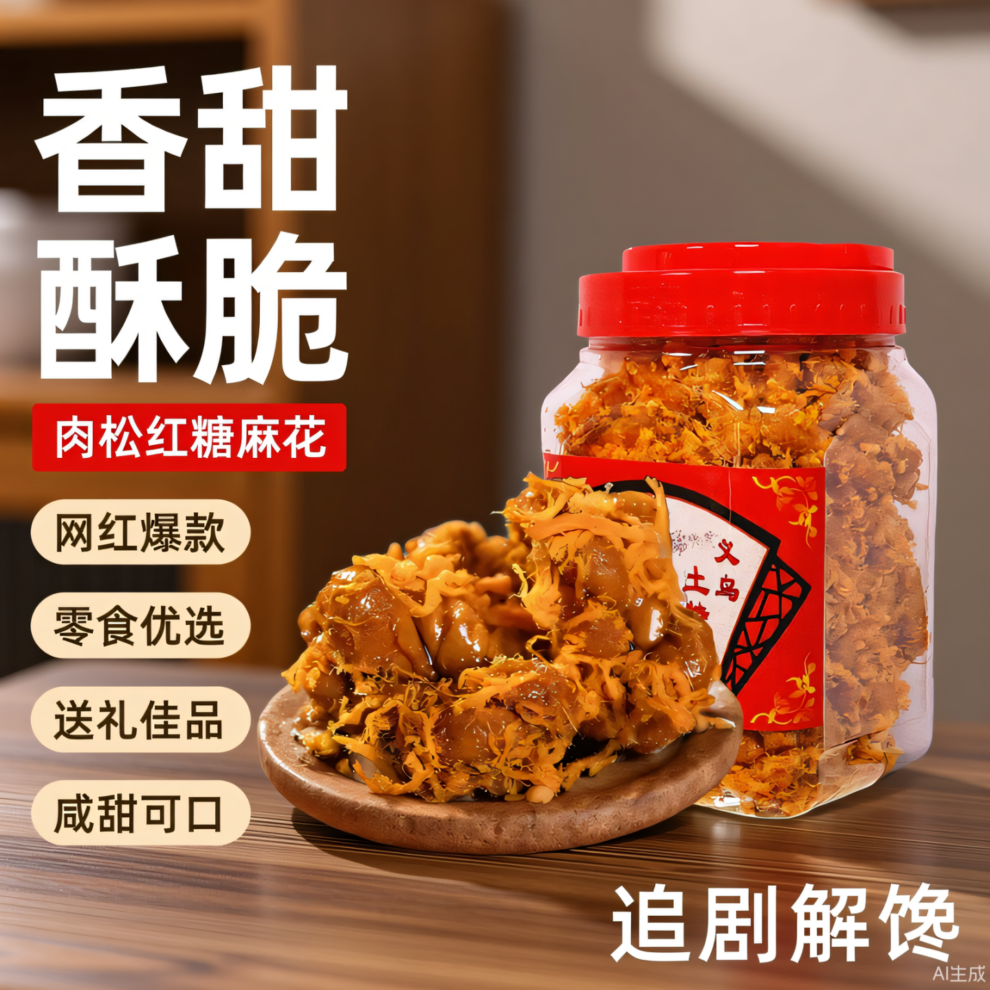 正宗肉松红糖小麻花罐装网红休闲零食营养酥脆滋补养生浙江土特产