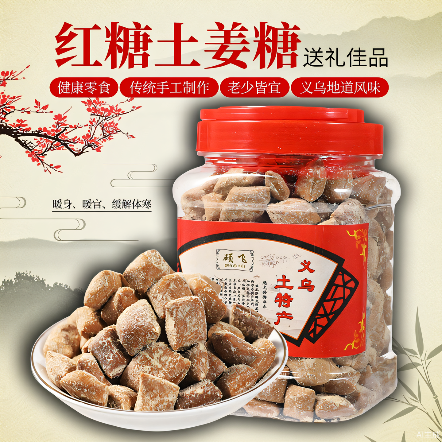 义乌红糖姜糖暖胃软糖果正宗老红糖纯手工罐装土特产月子孕妇零食