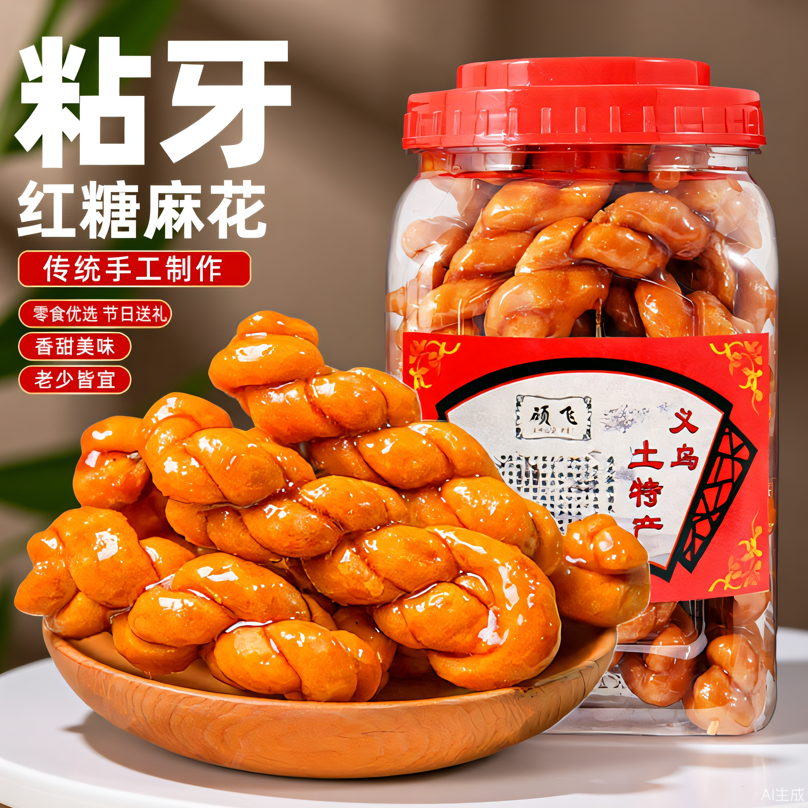 正宗红糖麻花拉丝义乌特产手工制作糕点零食桶装独立老式酥脆小吃