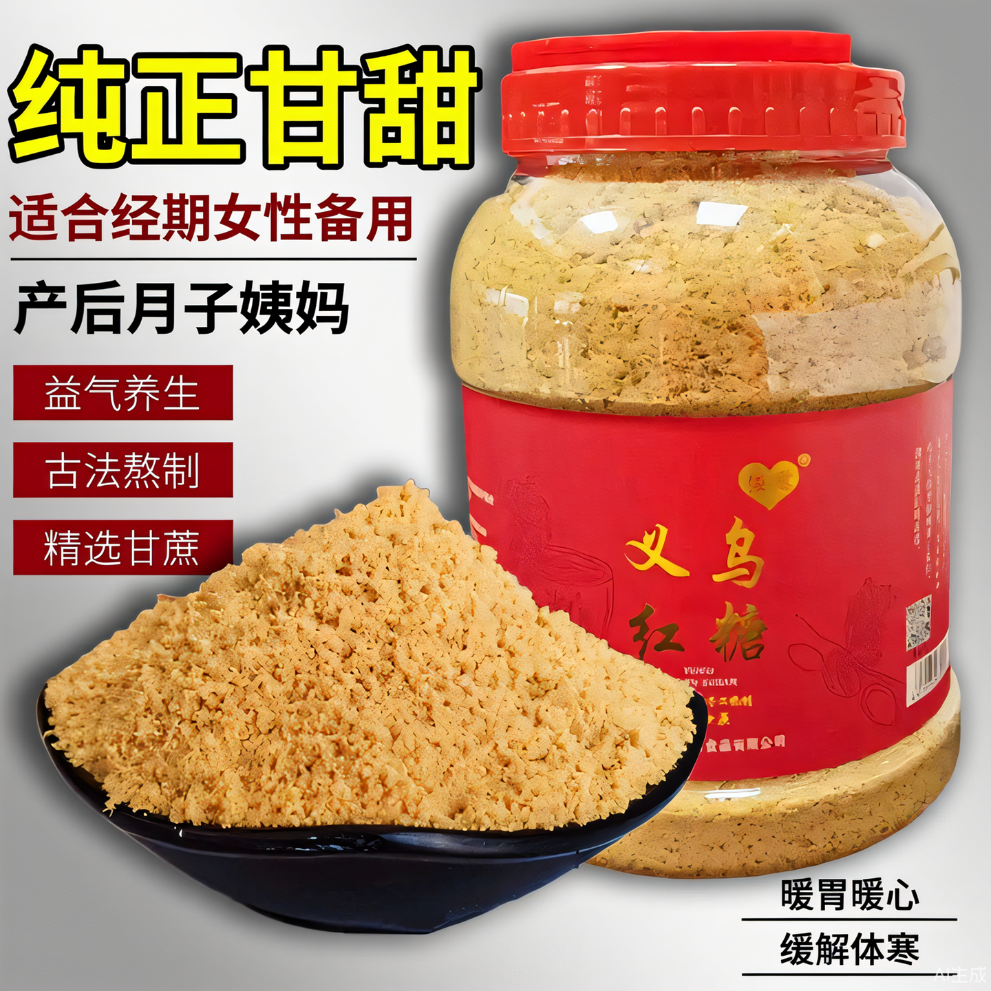 正宗甘蔗老红糖姜糖罐装纯正金华特产义乌蔗糖散装月子大姨妈专用