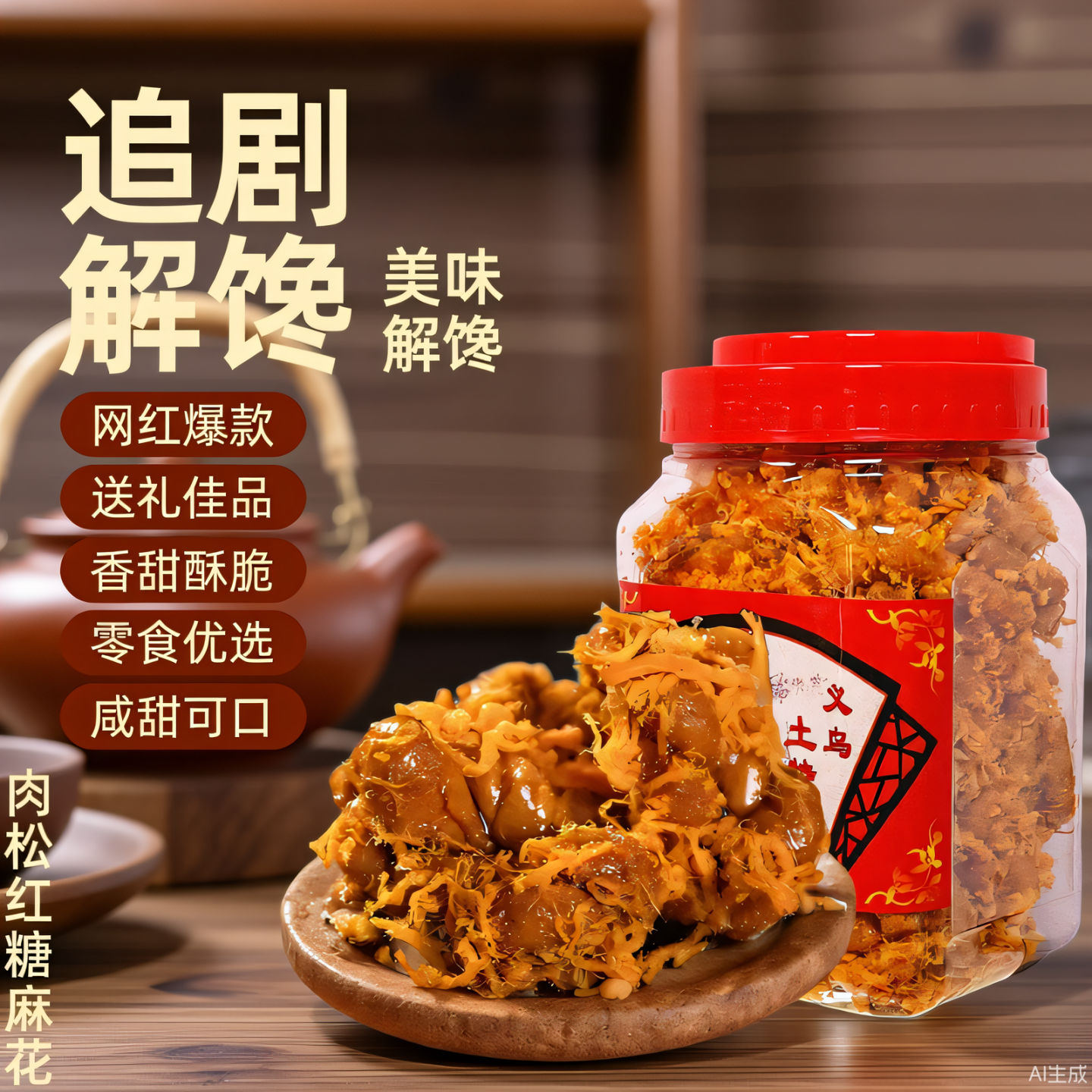 正宗肉松红糖小麻花罐装网红休闲零食营养酥脆滋补养生浙江土特产