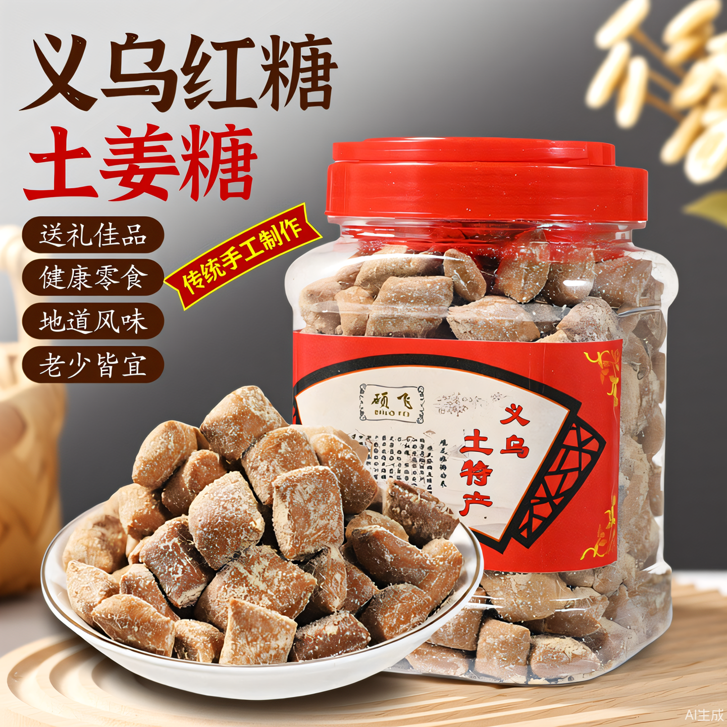 义乌红糖姜糖暖胃软糖果纯正甘蔗糖纯手工罐装土特产暖宫孕妇零食