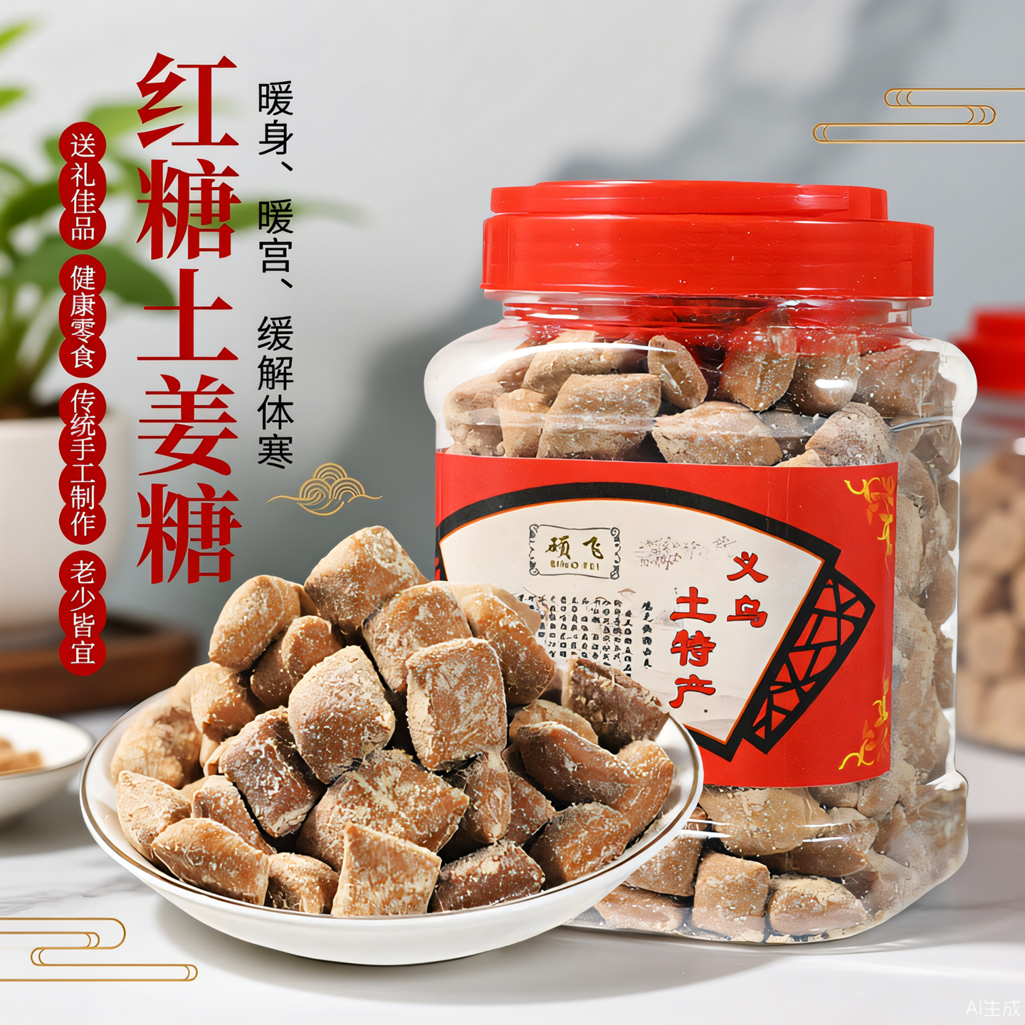 义乌红糖姜糖暖胃软糖果正宗甘蔗糖纯手工罐装土特产孕妇月子专用