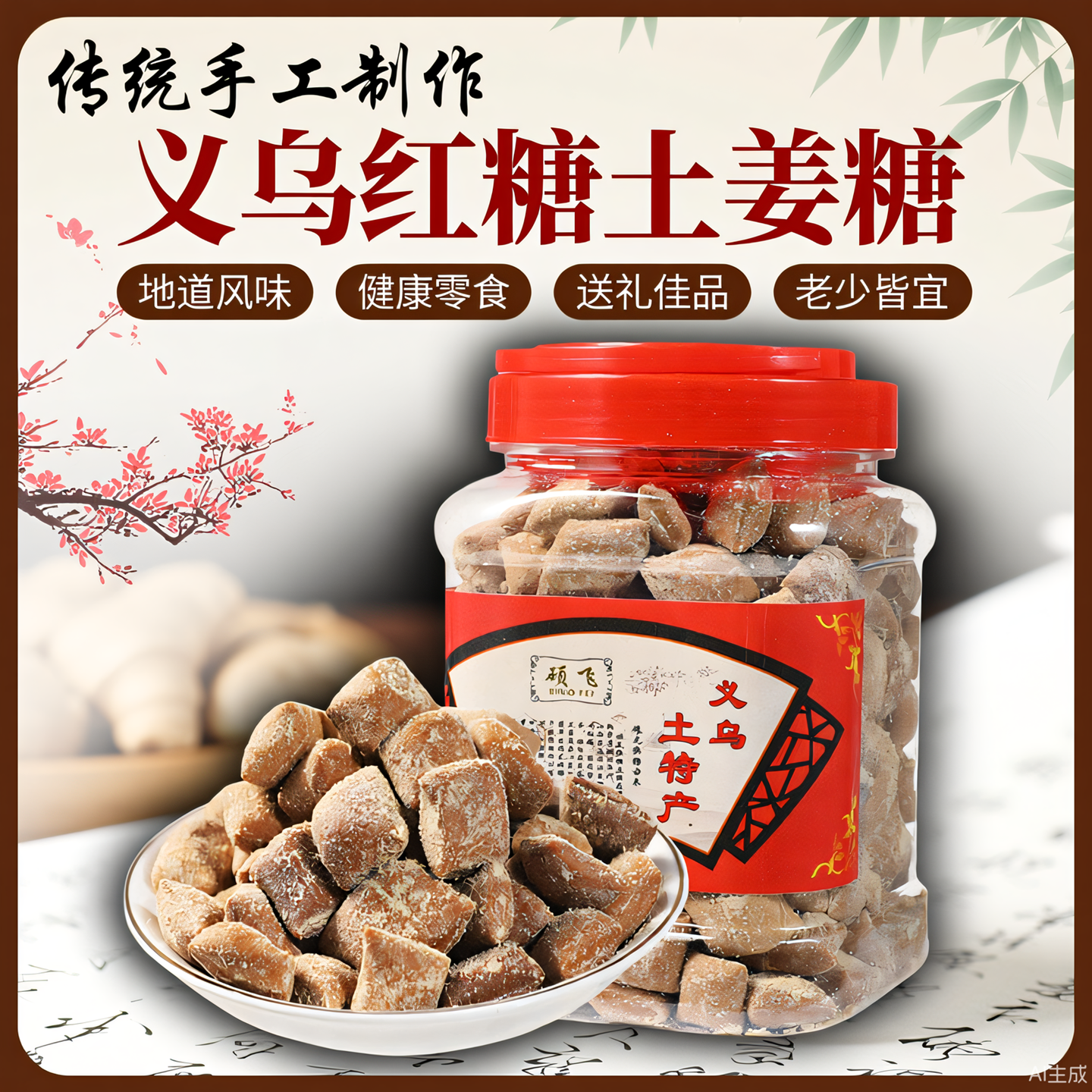 义乌红糖姜糖暖胃软糖果纯正老红糖纯手工土特产甘蔗糖块孕妇专用