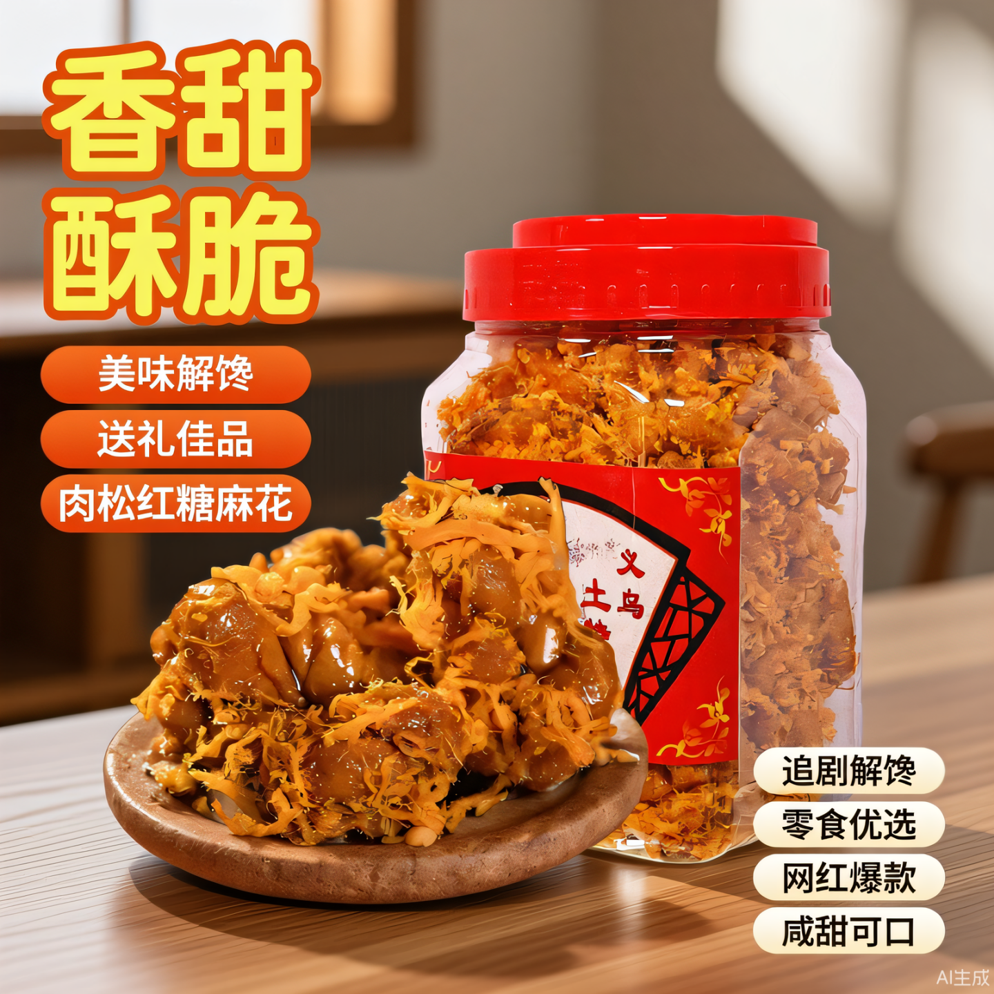 正宗肉松红糖小麻花罐装网红休闲零食营养酥脆滋补养生浙江土特产