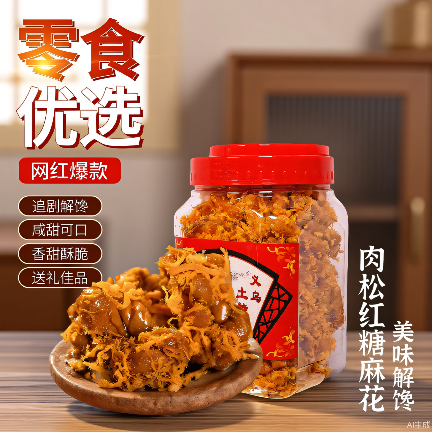 正宗肉松红糖小麻花罐装网红休闲零食营养酥脆滋补养生浙江土特产