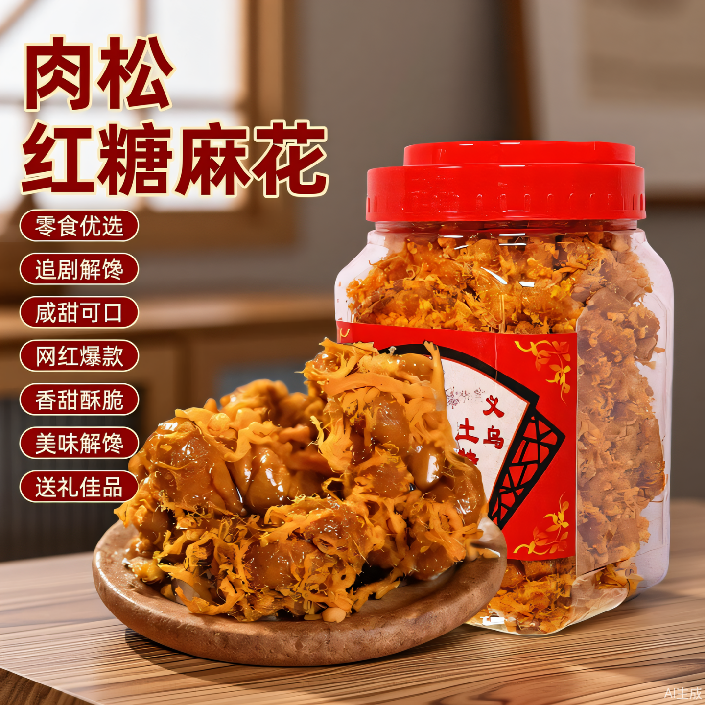 正宗肉松红糖小麻花罐装网红休闲零食营养酥脆滋补养生浙江土特产