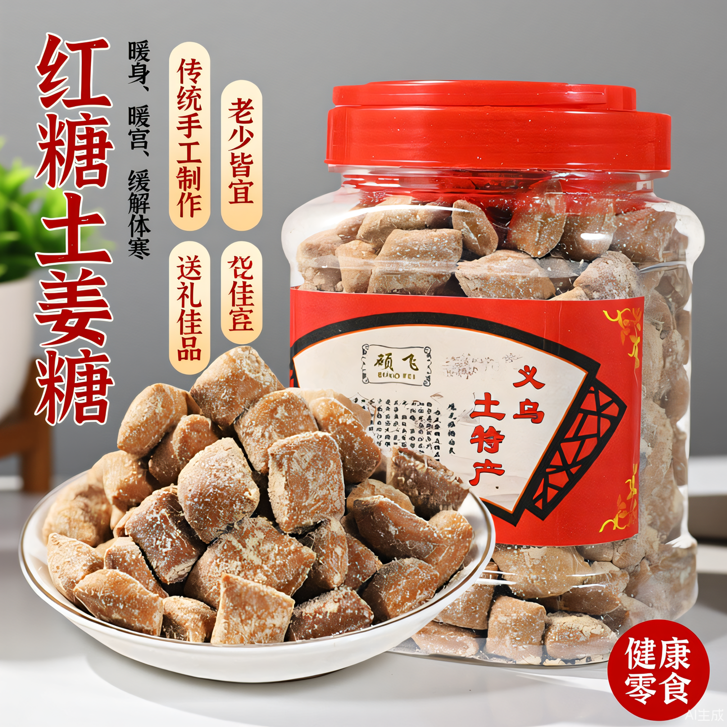 义乌红糖姜糖暖胃软糖果纯正麦芽糖纯手工罐装土特产暖宫孕妇月子