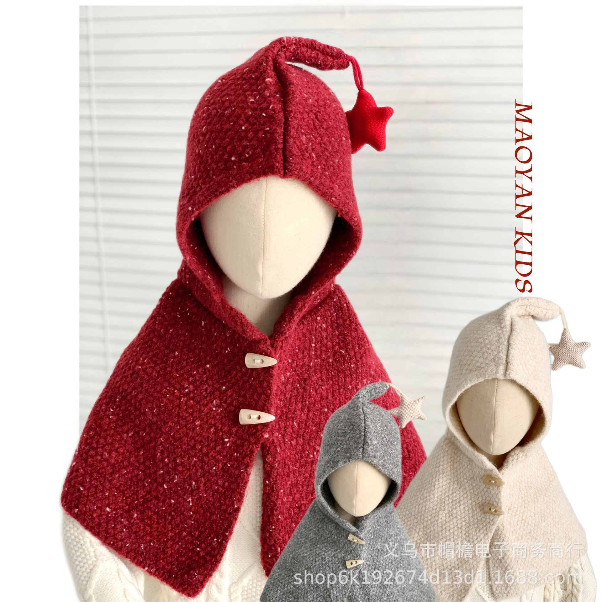 儿童帽子秋冬保暖加厚围巾一体帽